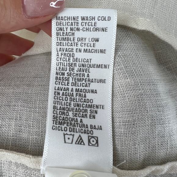 JAMES PERSE Linen Ivory Beige Long Sleeve Woven Shirt Button-Up WLSL3647 3 L - Picture 10 of 10